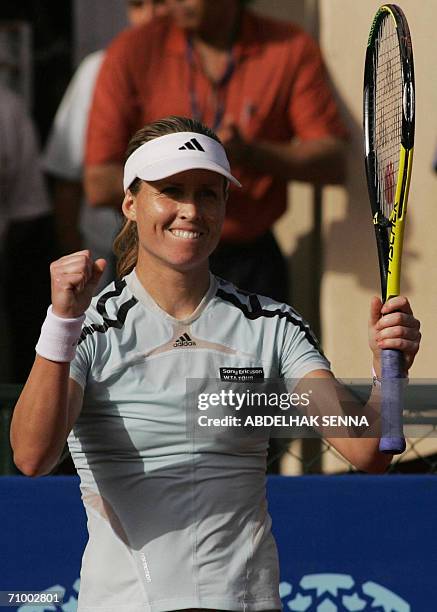 Meghan Shaughnessy celebrates after winning the 145,000 dollar clay court WTA Rabat Open final match against Martina Sucha of Slovakia, 21 May 2006...