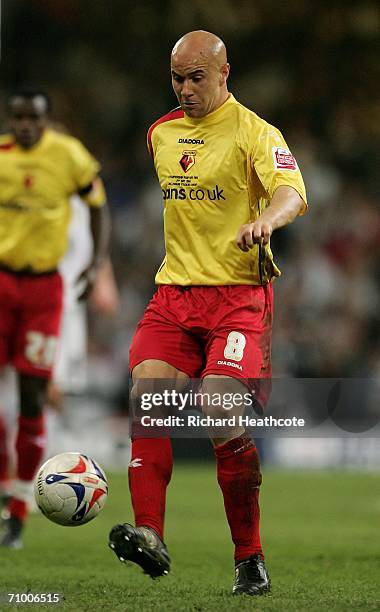 Gavin Mahon the Watford Captain controls the ball during the Coca-Cola Championship Playoff Final between Leeds United and Watford at the Millennium...