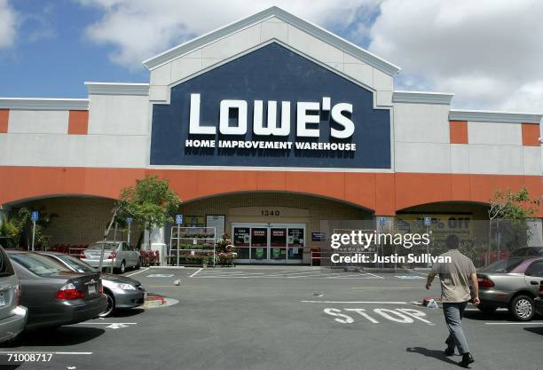 Lowe's home improvement warehouse store is seen May 22, 2006 in San Bruno, California. Lowe's, the second largest home improvement store chain in the...