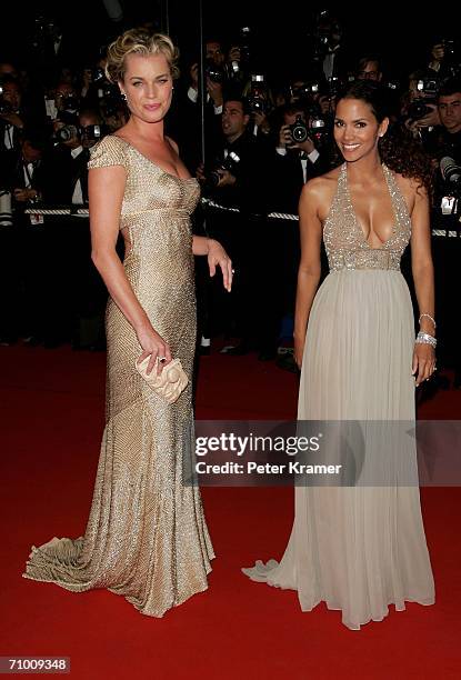 Actresses Rebecca Romijn and Halle Berry attend the 'X-Men 3: The Last Stand' premiere at the Palais des Festivals during the 59th International...