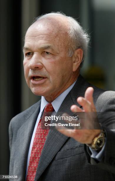 Former Enron chairman Kenneth Lay comments outside of the Bob Casey U.S. Courthouse after the close of his bank fraud trial May 23, 2006 in Houston,...