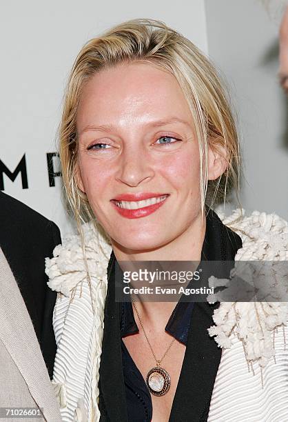 Actress Uma Thurman attends the grand opening of the Longchamp U.S. Flagship Store in SOHO, May 23. 2006 in New York City.