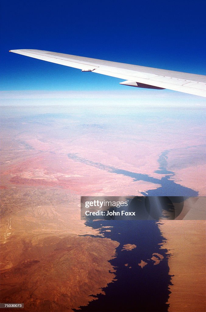 USA, Utah, Airplane in flight, aerial view