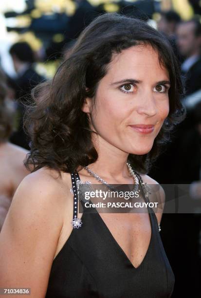 French writer Mazarine Pingeot, daughter of late President Francois Mitterrand poses upon arriving at the Festival Palace to attend the premiere of...