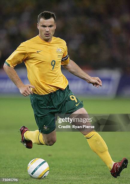 Mark Viduka of Australia in action during the Powerade Cup international friendly match between Australia and Greece at the Melbourne Cricket Ground...