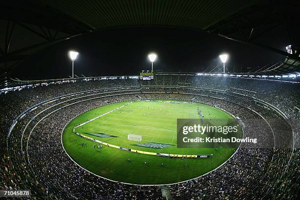 The crowd enjoy the action during the Powerade Cup international friendly match between Australia and Greece at the Melbourne Cricket Ground May 25,...