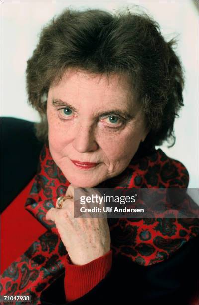Muriel Spark poses while in Paris,France to promote her book on the 16th of May 1991.