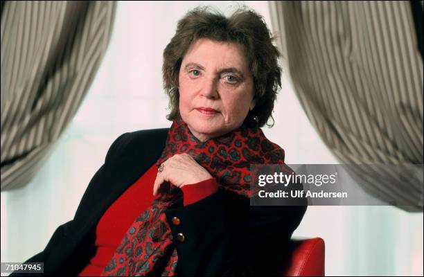 Muriel Spark poses while in Paris,France to promote her book on the 16th of May 1991.