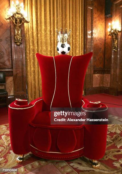 An Illustration of German term "Koenig Fussball" meaning "King Football" is seen at the city hall on May 25, 2006 in Hamburg, Germany. Term "Koenig...