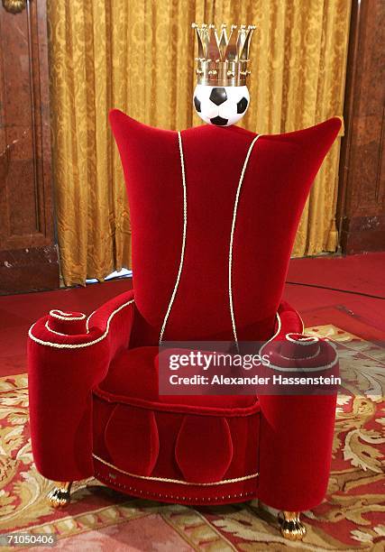 An Illustration of German term "Koenig Fussball" meaning "King Football" is seen at the city hall on May 25, 2006 in Hamburg, Germany. Term "Koenig...