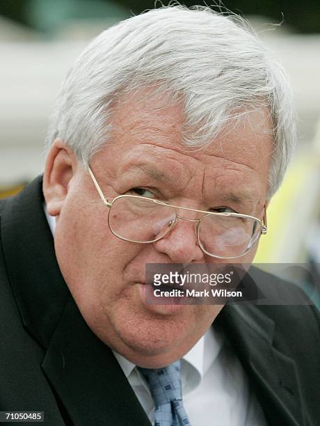 House Speaker Dennis Hastert speaks during a pre Memorial Day rally on the West Front of the U.S. Capitol building May 25, 2006 in Washington. At the...