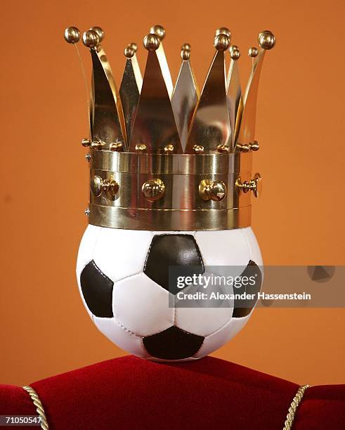 An Illustration of German term "Koenig Fussball" meaning "King Football" is seen at the city hall on May 25, 2006 in Hamburg, Germany. Term "Koenig...