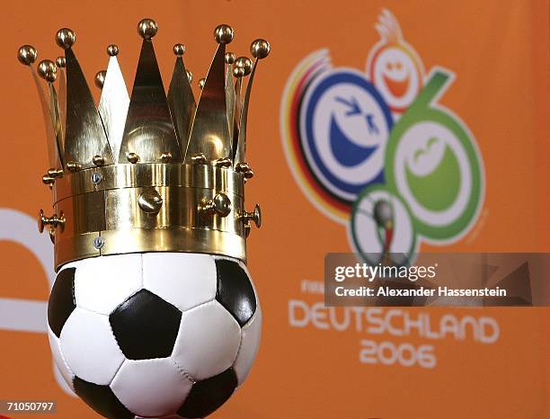 An Illustration of German term "Koenig Fussball" meaning "King Football" is seen at the city hall on May 25, 2006 in Hamburg, Germany. Term "Koenig...