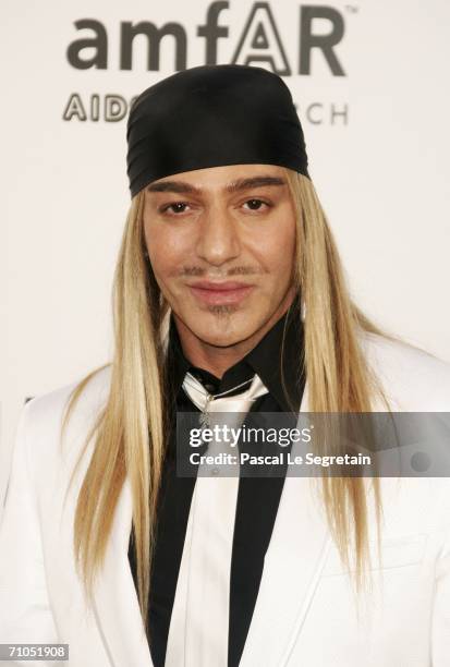 Designer John Galliano arrives at "Cinema Against AIDS 2006", the annual event in aid of amfAR at Le Moulin de Mougins during the 59th International...