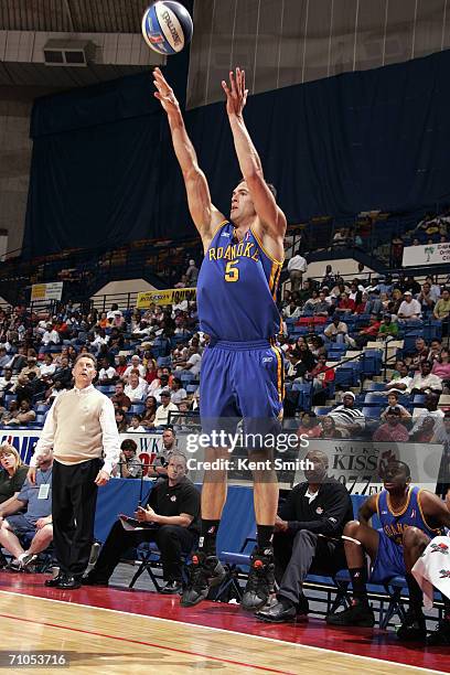 Seth Doliboa of the Roanoke Dazzle shoots a jump shot during a game against the Fayetteville Patriots at Crown Coliseum on April 7, 2006 in...