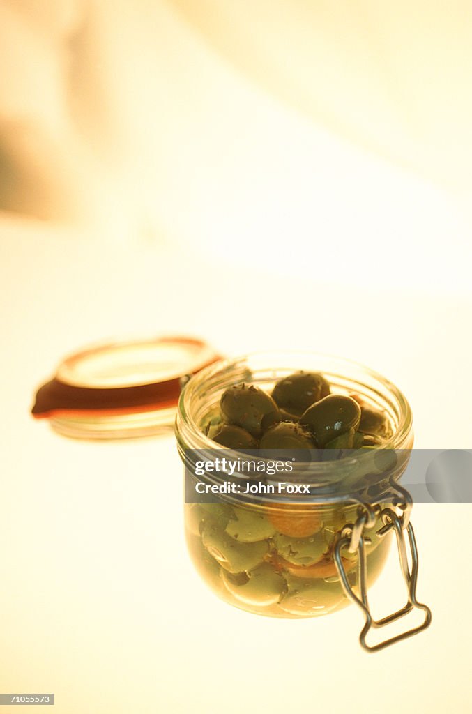 Pickle preserved in jar, close-up