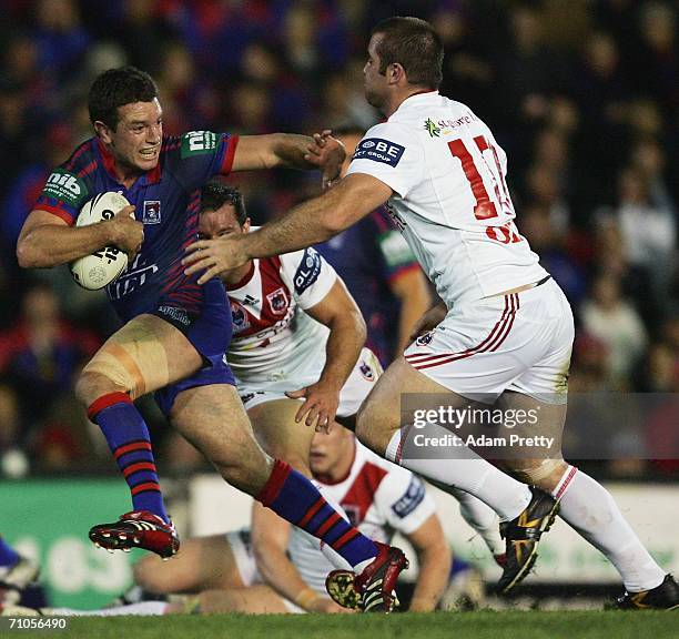 Danny Buderus of the Knights runs during the round 12 NRL match between the Newcastle Knights and the St George Illawarra Dragons at Energy Australia...