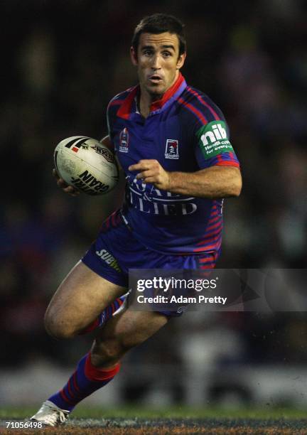 Andrew Johns of the Knights runs during the round 12 NRL match between the Newcastle Knights and the St George Illawarra Dragons at Energy Australia...