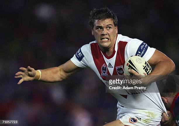 Danny Wickst of the Dragons in action during the round 12 NRL match between the Newcastle Knights and the St George Illawarra Dragons at Energy...