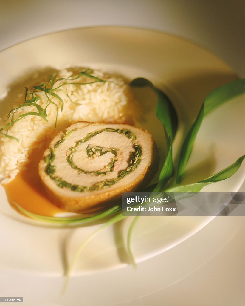 Fish Roulade With Rice Roulade With Rice On Plate Closeup High-Res Stock Photo - Getty Images