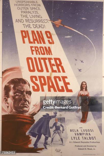 Movie poster for cult film 'Plan 9 from Outer Space' directed by Ed Wood, 1959.