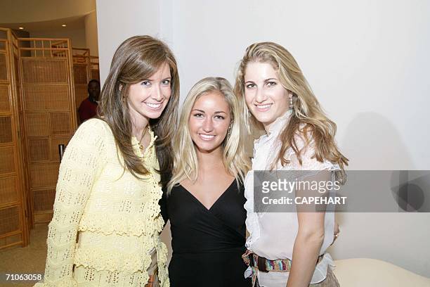 Ilana Blitzer, Jenna Leigh Fabick, and Juliana Gendelman arrive at the Norton Museum of Art during a luncheon honoring the chairwomen of the museum's...