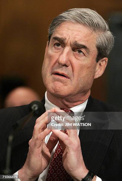 Washington, UNITED STATES: In this 02 May file photo, FBI Director Robert Mueller takes questions during a full oversight committee hearing on...
