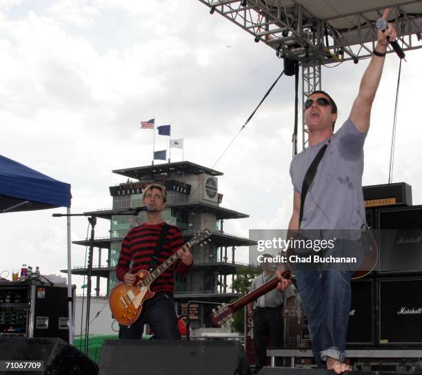 Stephan Jenkins and Tony Fredianelli of Third Eye Blind perform at the 90th running of the Indianapolis 500 - Miller Lite Carb Day Concert Fe on May...