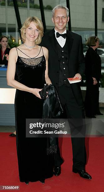 Television hostess Marietta Slomka and television host Christof Lang attend the Rosenball Charity Ball at the Intercontinental Hotel May 27, 2006 in...