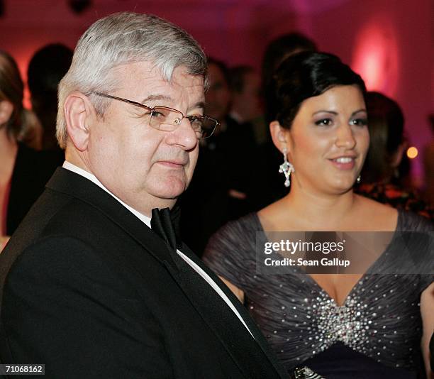 Former German Foreign Minister Joschka Fischer and his wife Minu Barati-Fischer attend the Rosenball Charity Ball at the Intercontinental Hotel May...