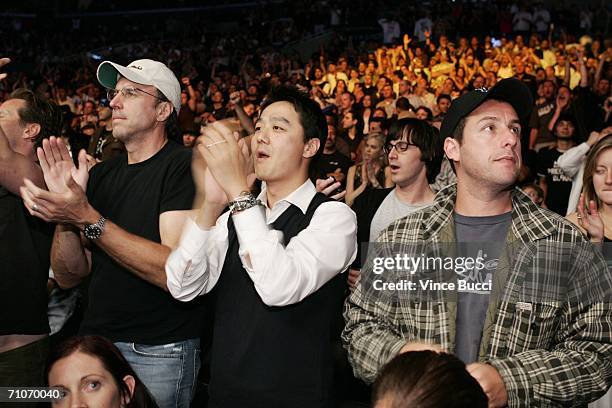 Actors Kevin Nealon and Adam Sandler attend the Ultimate Fighting Championship 60: Hughes vs. Gracie at Staples Center on May 27, 2006 in Los...