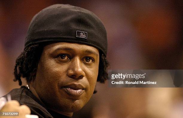 Rapper Master P watches the Dallas Mavericks take on the Phoenix Suns in game three of the Western Conference Finals during the 2006 NBA Playoffs on...