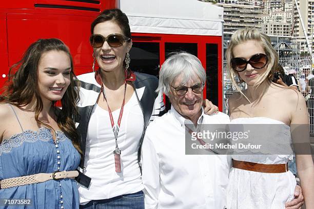 Tamara Ecclestone, Slavica Ecclestone, Bernie Ecclestone and Petra Ecclestone arrive at the Monaco Formula 1 Grand Prix at the Monte Carlo Circuit on...