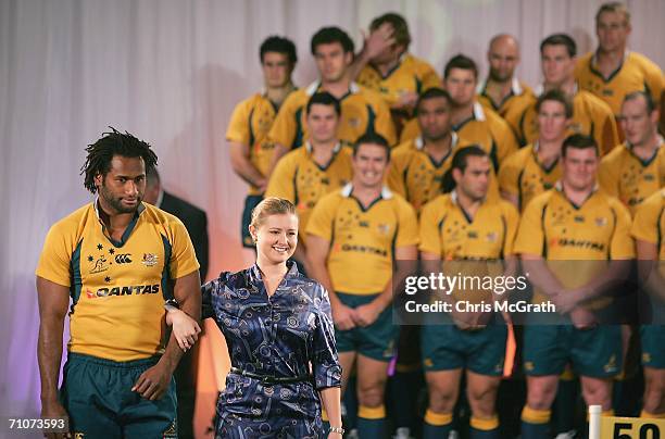 Lote Tuqiri walks the runway during the 2006 Bundaberg Rum Rugby Series launch and Wallabies squad announcment held at Customs House May 29, 2006 in...