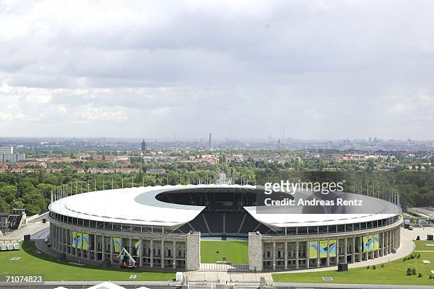 View of the the Olympic Stadium seen on May 29, 2006 in Berlin, Germany. The World Cup taking place in Germany from June 9 to July 9, 2006. The Final...