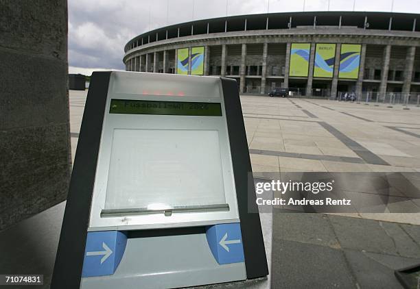 An electronic ticketing machine seen in front of the Olympic Stadium on May 29, 2006 in Berlin, Germany. The World Cup taking place in Germany from...