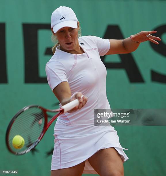 Alicia Molik of Australia in action against Antonella Serra Zanetti of Italy during day two of the French Open at Roland Garros on May 29, 2006 in...