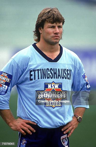 Andrew Ettingshausen of the Blues looks on during a NSW Blues training session at the Melbourne Cricket Ground 1994, in Melbourne, Australia.