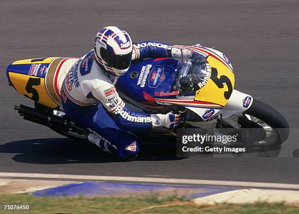 Wayne Gardner of Australia for the Rothmans Honda Team rounds a bend during the 1991 Australian Motorcycle Grand Prix at Eastern Creek in Sydney,...