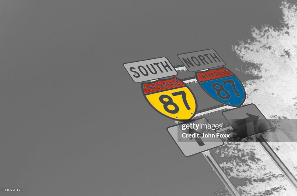 View of road sign, low angle view