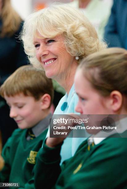 Camilla, Duchess of Cornwall meets pupils of the St. Pancras School in Sussex during a trip to open the new science and art centre, on May 26, 2006...