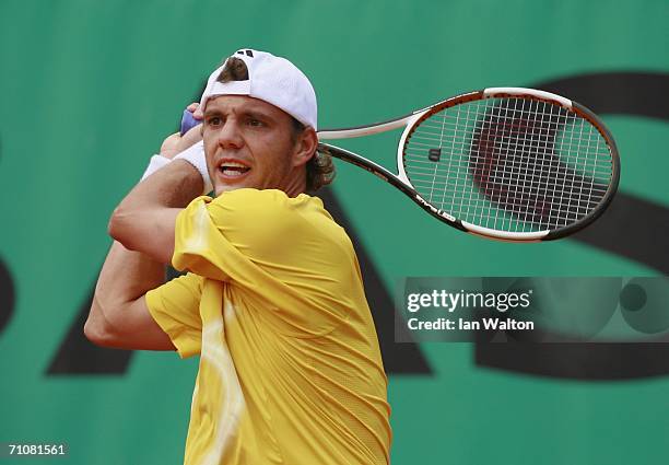 Paul-Henri Mathieu of France in action against Bjorn Phau of Germany during day three of the French Open at Roland Garros on May 30, 2006 in Paris,...