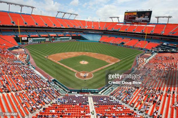 Dolphin Stadium is shown during the Chicago Cubs game against the Florida Marlins at Dolphin Stadium on May 24, 2006 in Miami, Florida. The Marlins...