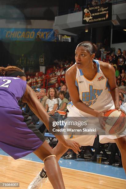 Stacey Lovelace-Tolbert of the Chicago Sky looks to make a move during a game against the Sacramento Monarch at the UIC Pavilion on the University of...