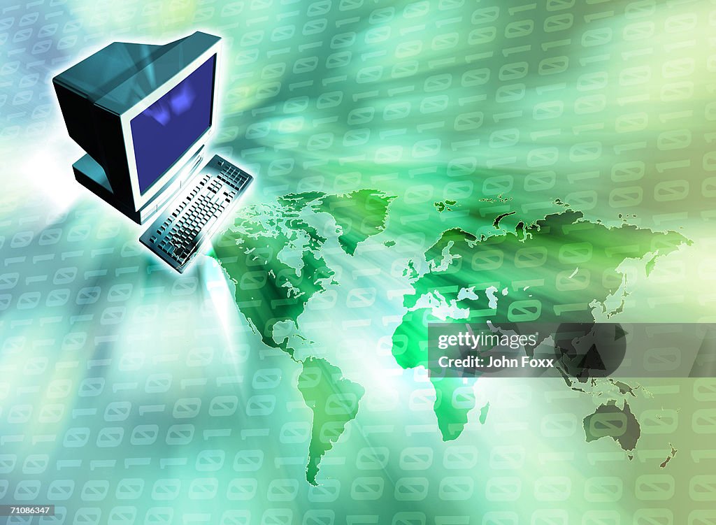Computer On Earth Computer On World Map High-Res Vector Graphic - Getty Images