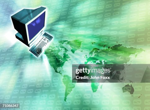 Computer On World Map High-Res Vector Graphic - Getty Images