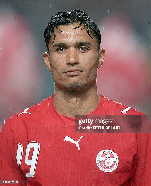 Tunisian defender Anis Ayari stands during a friendly football match against Belarus at Rades Stadium in Tunis 30 May 2006 ahead of the 2006 World...