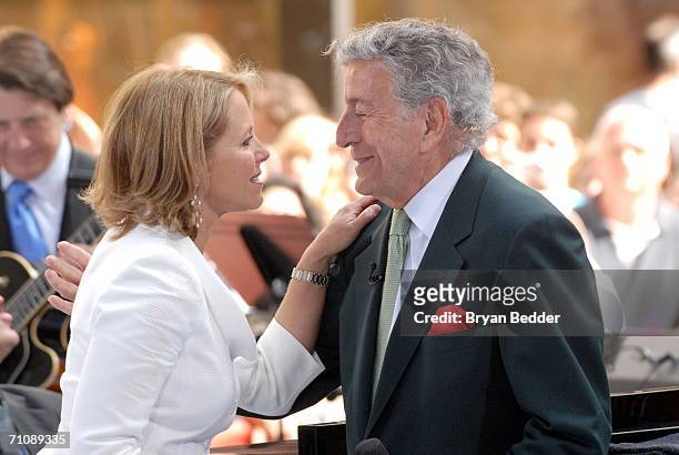 Singer Tony Bennett with Katie Couric on the NBC "Today" show during a family and friends farewell program for Co-Anchor Katie Couric May 31, 2006 in...