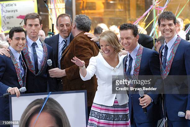 Harvey Fierstein, cast members of "Jersey Boys" Daniel Reichard, John Lloyd Young and Christian Hoff and on the NBC "Today" show during a family and...