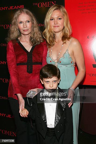 Actors Mia Farrow, Julia Stiles and Seamus Davey Fitzpatrick arrive at a screening of "The Omen" presented by the Cinema Society and DKNY Jeans at...
